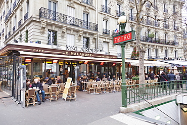 Art nouveau entrance to the Metro Station at Cafe Kleber, Trocadero, Paris, Ile de France, France, Europe