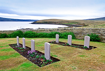 Headstones at Blue Beach Cemetery, San Carlos, Falkland Islands