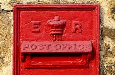 Wall Mounted Post-Box showing the cipher ER for the reign of Queen Elizabeth II, Burford