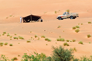 Man with tented dwelling at Al Ain, Abu Dhabi