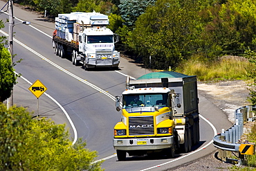 Trucks on the Great Western Highway from Sydney to Adelaide, New South Wales, Australia