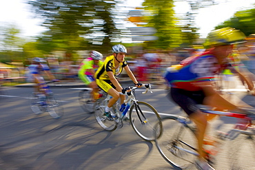 Cyclists take part in Le Prix De La Ville De Lucmau in France