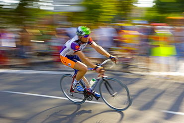 Cyclist takes part in Le Prix De La Ville De Lucmau in France