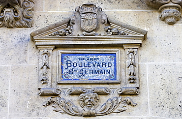 Boulevard St Germain street sign, Paris, France