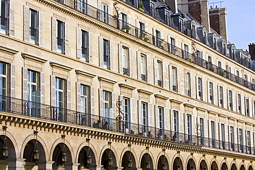 Parisian architecture in Rue de Rivoli, Central Paris, France