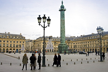 Staue of Napoleon, La Colonne Vendome, in Place Vendome, Central Paris, France