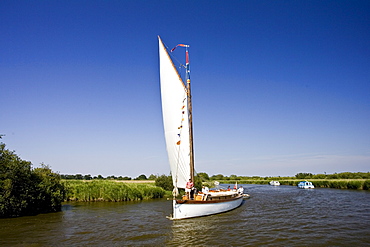 Sailing boat on the Norfolk Broads, United Kingdom