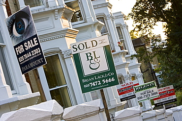 For Sale and Sold signs, West Hampstead, London, United Kingdom