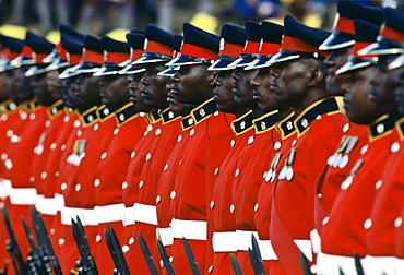 Guard of Honour of soldiers standing to attention, Kenya