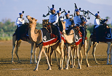 Royal Mounted Band playing bagpipes, Oman