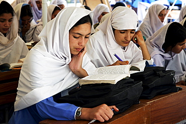 Students of all-female Gundi Pira Secondary School in earthquake devastated area of Pattika, Pakistan