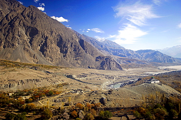 Village at foot of Karokoram Mountains, Skardu Valley, North Pakistan