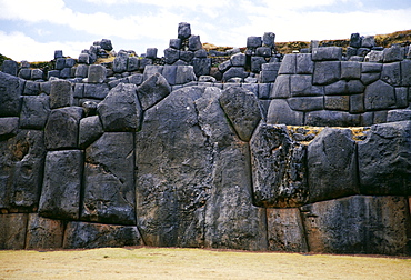 Dry-stone walls of Machu Picchu ruins of Inca citadel in Peru, South America