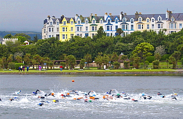 Swimmers taking part in the the island games, ramsey, isles of man.