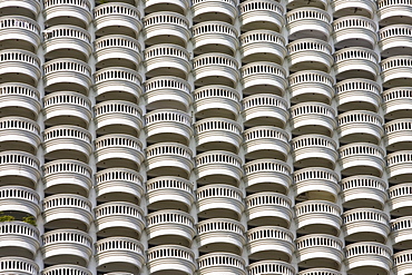 Balconies of a Bangkok apartment block, Thailand