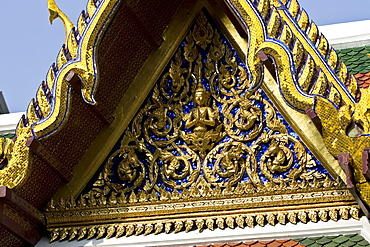 Decorative frieze pediment on the Grand Palace, Bangkok, Thailand