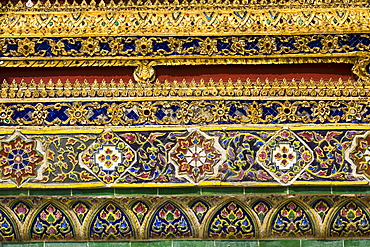 Decorative tiles within The Grand Palace and Temple Complex, Bangkok, Thailand