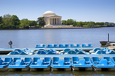 Pedalos on the Potomac River Tidal Basin by The Thomas Jefferson Memorial , Washington DC, USA