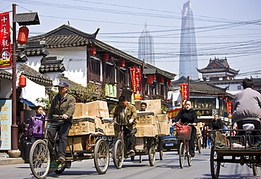 Busy street scene in Old Shanghai, China