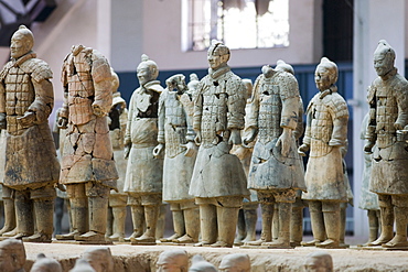 Incomplete infantry men figures at Qin Museum, exhibition halls of Terracotta Warriors, Xian, China