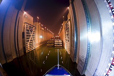 Cruise liner in lock at Three Gorges Dam, Yangze River, China