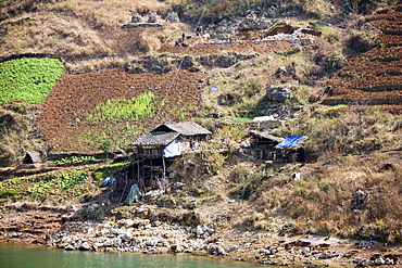 Traditional Chinese home abandoned through Three Gorges Dam project, Yangze River, China