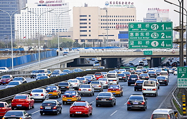 Congested traffic on Beijing motorway, China