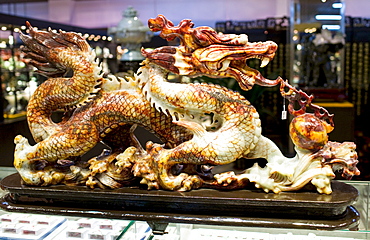 Chinese Jade dragon on display in the Beijing Dragon Land gallery in Beijing, China