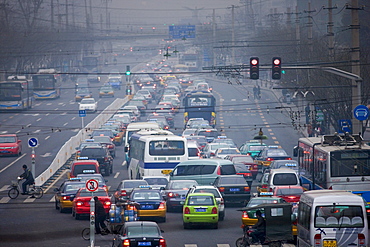 Traffic on Beijing main street, Chang An Avenue, China