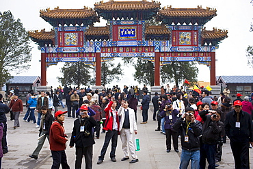 Visitors at the Cloud and Jade Archway in The Summer Palace, Beijing, China