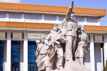 Statue to celebrate the navy, army, airforce and workers outside Mao's Mausoleum, Tian'an Men Square, China