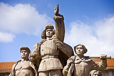 Statue of workers outside Mao's Mausoleum, Tian'an Men Square, Beijing, China