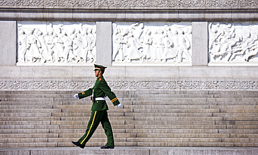 Military policeman in Tian'an Men Square, Beijing, China