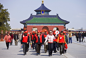 Tourists at the Ming Dynasty Temple of Heaven, Beijing, China