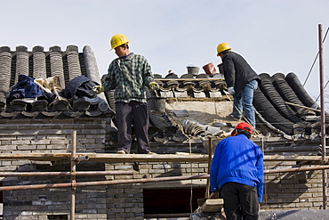 House being renovated in conservation area, Hutongs Area, Beijing, China