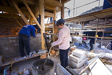 House being built in conservation area, Hutongs Area, Beijing, China