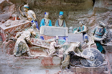 Dazu rock carvings religious scene at Mount Baoding, Chongqing, China