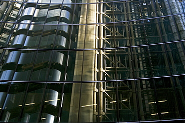 The Lloyd's Building reflected in the windows of The Willis Building, London, England, United Kingdom