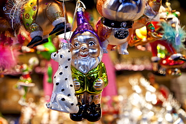 Christmas tree ornaments  at Christmas market, Winter Wonderland, in Hyde Park, London