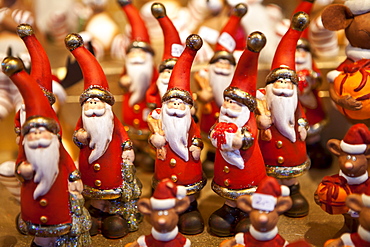 Father Christmas ornaments at Christmas market, Winter Wonderland, in Hyde Park, London