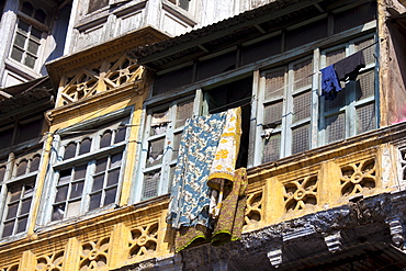 Old colonial architecture at Khari Baoli in Old Delhi, India