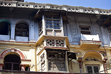 Old colonial architecture at Khari Baoli in Old Delhi, India