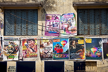 Indian movie posters, Bollywood, in the city of Varanasi, Benares, Northern India