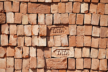 TATA bricks stacked,Varanasi, Benares, Northern India