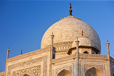 The Taj Mahal mausoleum eastern view detail, Uttar Pradesh, India