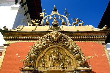 Ornate carvings on Golden Gate in Bhaktapur, Nepal