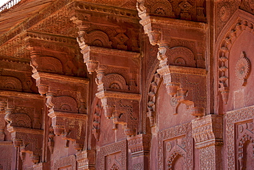 Northern Palace of the Haramsala, Birbal's House for the harem at Fatehpur Sikri historic city of the Mughals, at Agra, Northern India