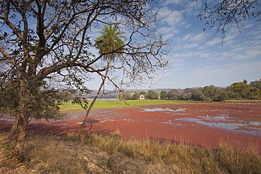 Rajbagh Lake and Maharaja of Jaipur's Hunting Lodge in Ranthambhore National Park, Rajasthan, Northern India