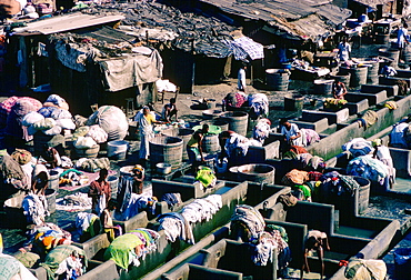 An open air laundry in Bombay, India