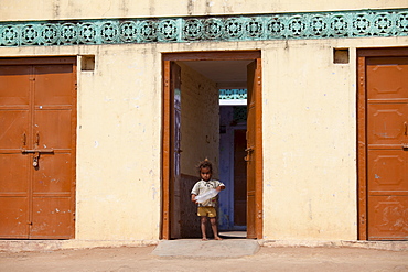 Indian child at home in Sawai Madhopur in Rajasthan, Northern India